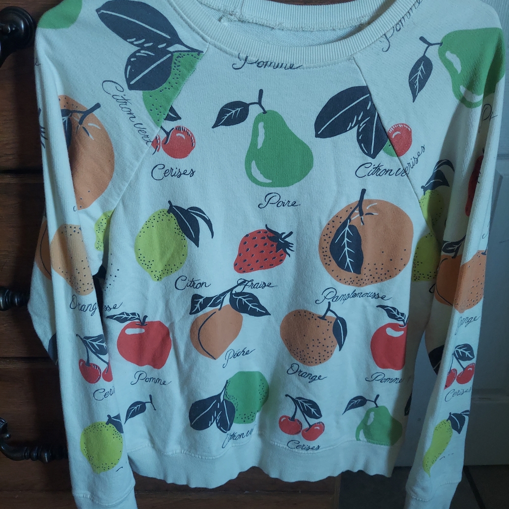 Anthropologie Multicolor Fruit Print Sweater